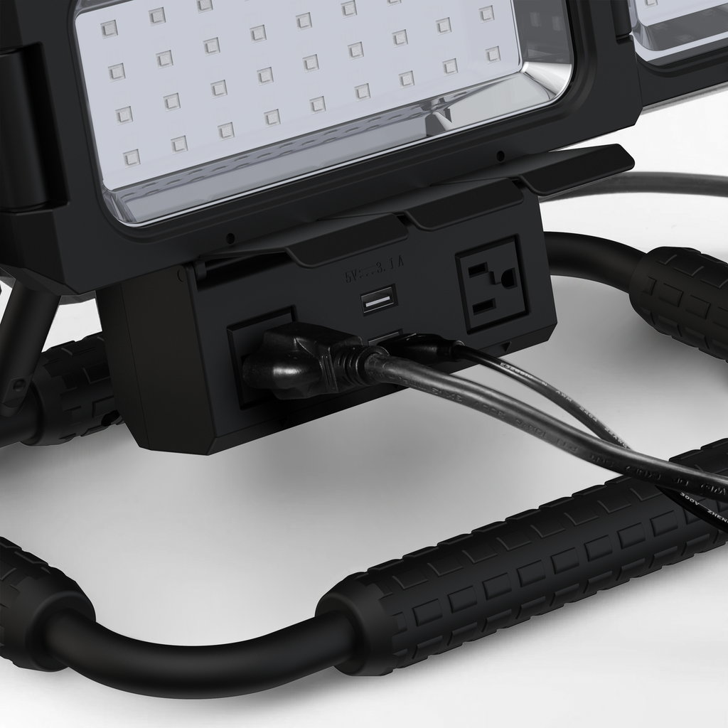 Folding LED Work Light with 120V Outlets and USB Charging - KODA™