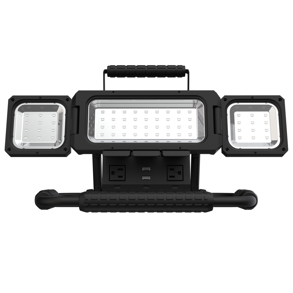 Folding LED Work Light with 120V Outlets and USB Charging - KODA™