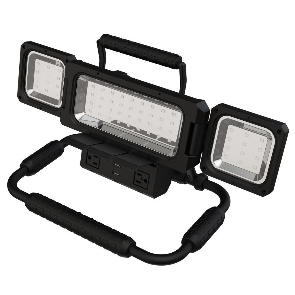 Folding LED Work Light with 120V Outlets and USB Charging - KODA™